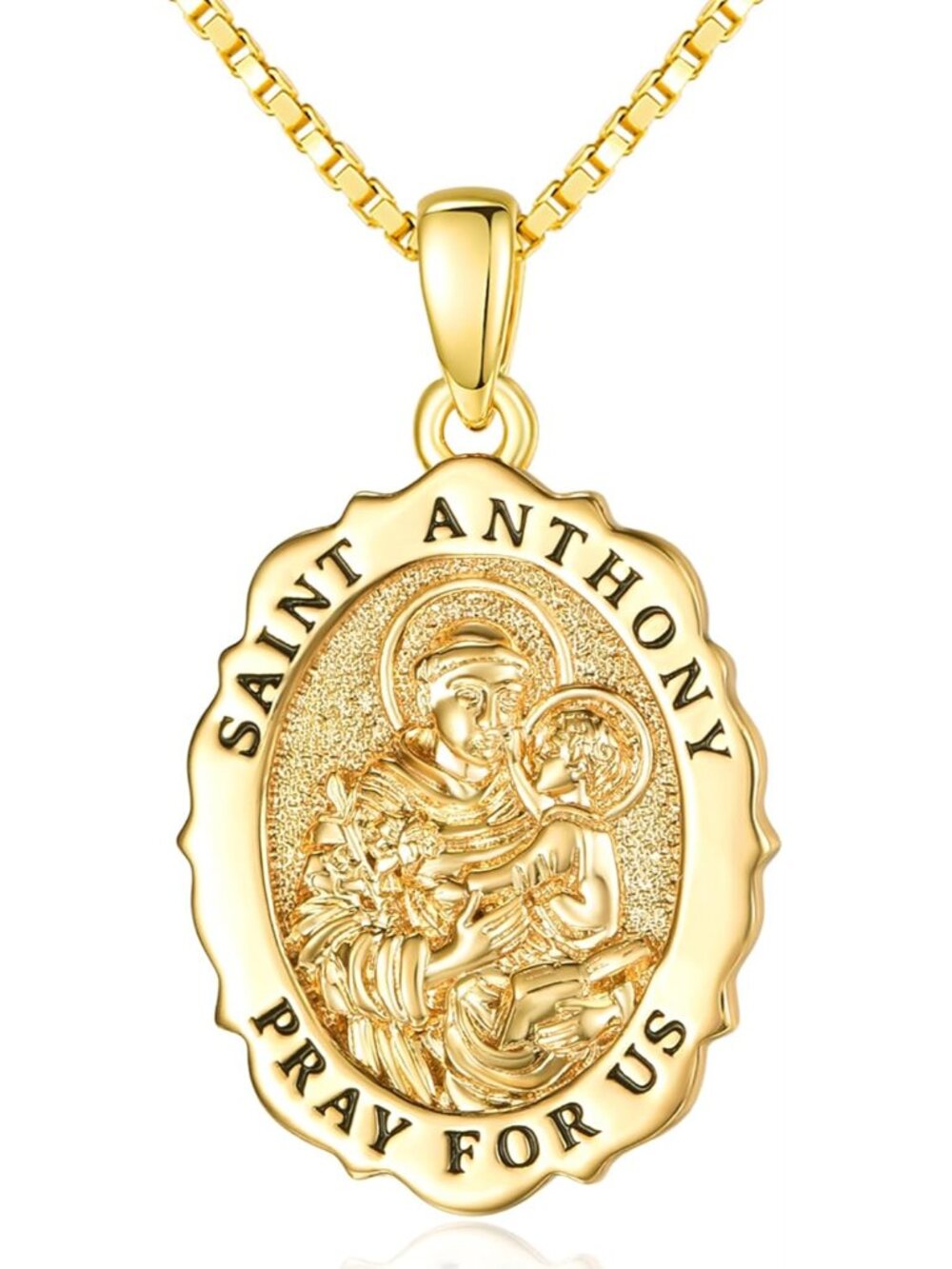 14K Gold Saint Medal Necklace for Women, Catholic Patron Saint Pendant Necklace,